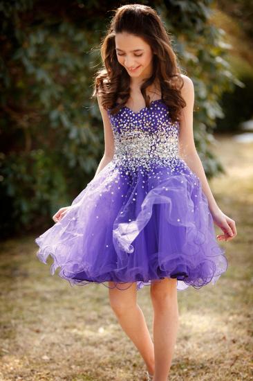 Cute Lavender Homecoming Dress 2022 Puffy Organza Beads Cheap School Party Dress