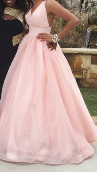 Pink Deep V-Neck Charming 2022 Evening Dresses Floor Length Stunning Prom Dresses_3