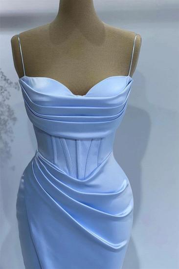 Sweetheart Sky Blue Pleats High Split Prom Dresses_2