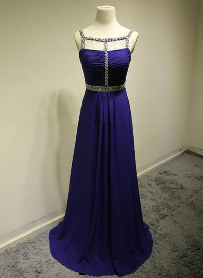 Dark Navy Spaghetti Strap Beading Prom Dresses Crystal Zipper Floor Length 2022 Evening Dresses