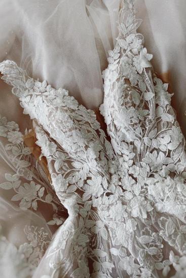Elegantes, bodenlanges Prinzessinnen-Hochzeitskleid aus elfenbeinfarbener Spitze_3