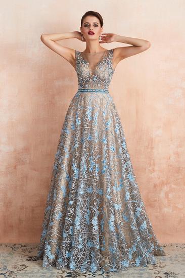 Celandine | Expensive Cap Sleeve See-through Prom Dress with Sky Blue Appliques, Unique Luxury Design Long Evening Dress Online_7