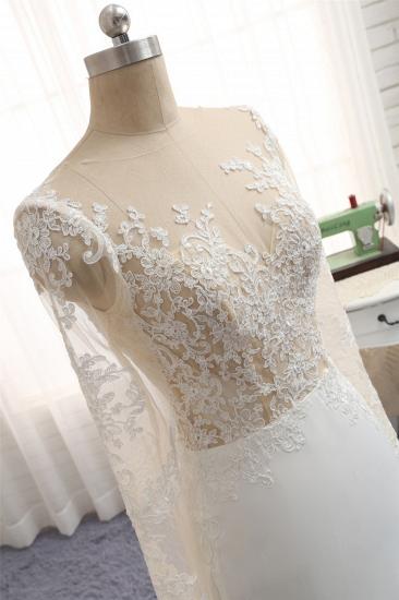 TsClothzone Chic Jewel Weißes Chiffon-Spitze-Hochzeitskleid mit langen Ärmeln Applikationen Brautkleider im Angebot_5