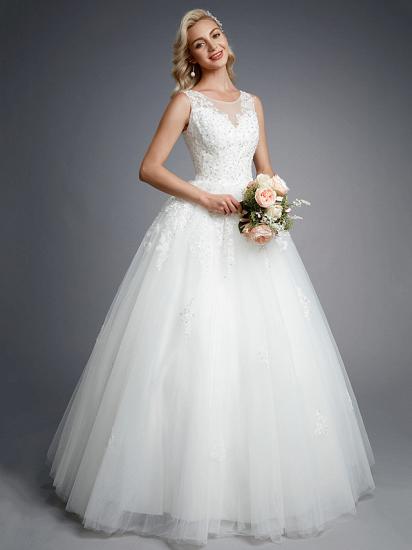 Formal Ball Gown Wedding Dresses Jewel Lace Tulle Straps Casual Backless Bridal Gowns Online_6