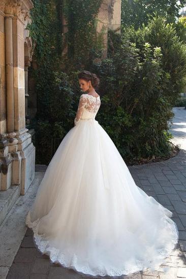 Princess Lace Half Sleeves Elegant 2022 Ball Gown Wedding Dresses_4