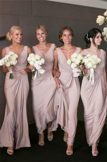 Elegantes V-Ausschnitt Brautjunfer Kleid Billig | Langes Brautjungferkleid Online Kaufen BA7824