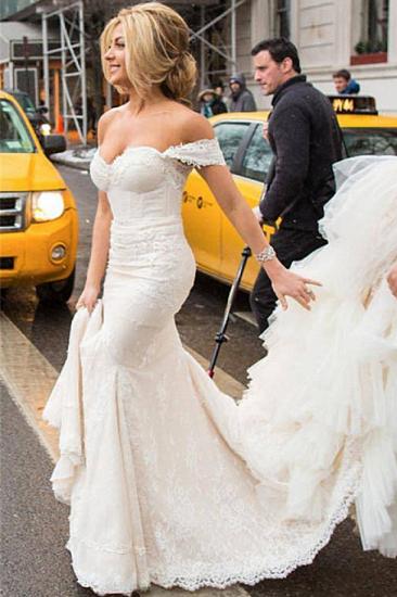 Sexy Meerjungfrau 2022 Brautkleid Trägerlose Spitze Tüll Brautkleider mit Kathedralenschleppe