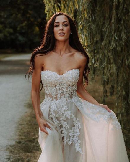 Elegant A Line Lace chiffon Wedding Dress | Boho wedding dresses_3