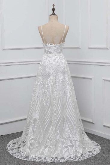 TsClothzone Boho Spaghetti Straps V-Neck Appliques Wedding Dresses White Sleeveless Bridal Gowns On Sale_3