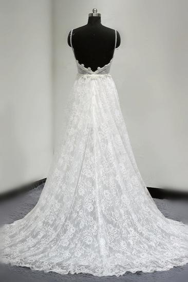 TsClothzone Sexy V-neck Tulle Lace Wedding Dress Spaghetti Straps V-Neck Appliques Bridal Gowns Online_3