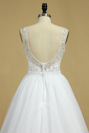 TsClothzone Gorgeous Jewel Beadings Tulle Wedding Dress Ruffles Sleeveless Bridal Gowns On Sale_5