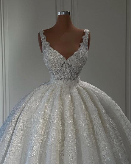Luxus Straps Sweetheart Lace Ball Gown Wedding Dresses_4