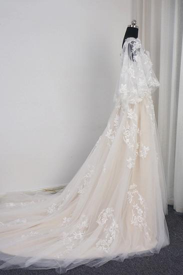 TsClothzone Stilvolles Brautkleid mit langen Ärmeln und V-Ausschnitt aus Tüll in A-Linie mit Applikationen und Rüschen Online_5
