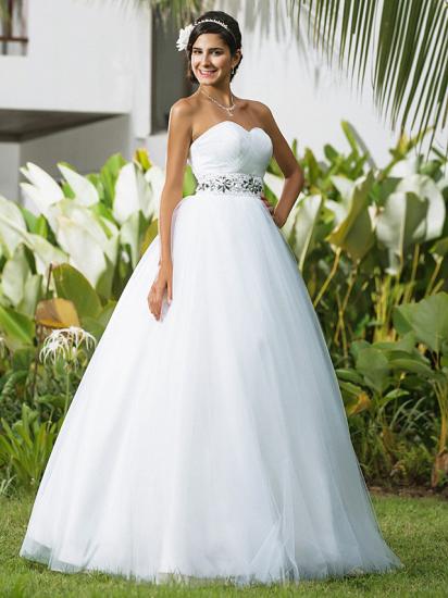 Gorgeous Ball Gown Wedding Dress Sweetheart Tulle Sleeveless Bridal Gowns Open Back On Sale_3