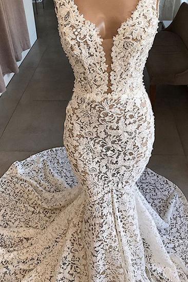 Luxury Plunging V-neck Mermaid Lace Wedding Dresses | Romantic Bridal Gowns for Garden Wedding_4