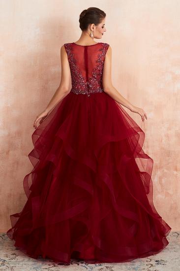 Cherise | Wine Red V-neck Sparkle Prom Dress with Muti-layers, Discount Burgundy Sleevleless Ball Gown for Online Sale_3