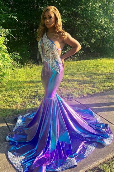 Asymmetric Beads Appliques Prom Dresses | Alluring Open Back Fit and Flare Evening Gowns_4