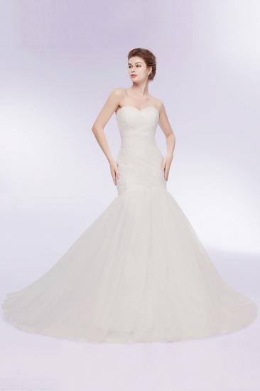 WANDA | Mermaid Sweetheart Strapless Ivory Tulle Wedding Dresses with Lace-up_2