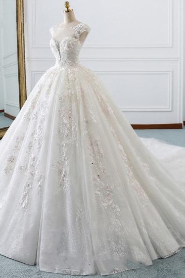 TsClothzone Luxury Ball Gown Jewel Tulle Wedding Dress Beading Lace Appliques Sleeveless Bridal Gowns On Sale_4