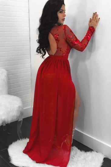 Sexy Long Sleeves Appliques Prom Dresses | Open Back Side Slit Sequined Evening Dress_4