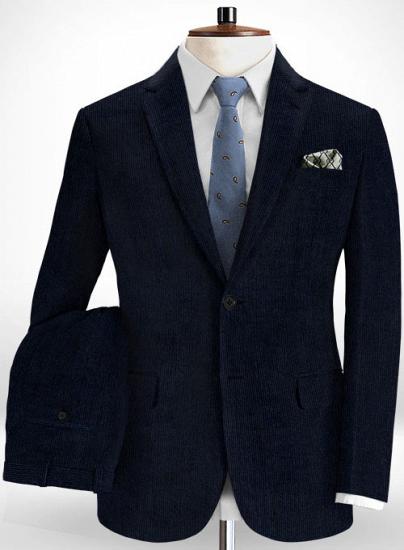Handsome Dark Blue Corduroy Suit | Two Piece Suit_1