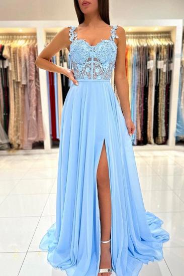 Simple evening dresses blue | Long Prom Dresses Cheap_2