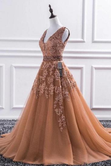 Sleeveless Orange Aline Tulle Wedding Dress Evening Gown_1