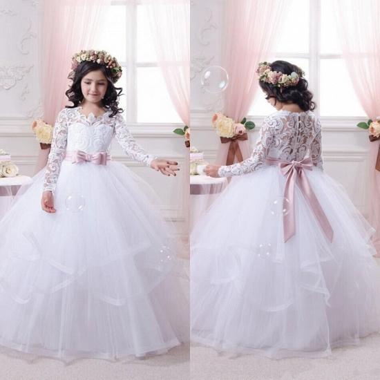 Lace-Appliques Ball-Gown Long-Sleeves Flower-Girl-Dresses_2