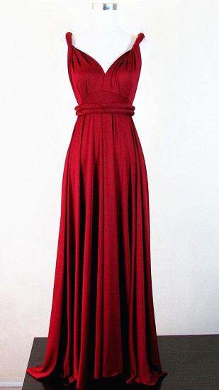 Classic Red V-neck Latest Prom Dresses with Sash for 2022 Wedding Bridesmaid Dresses_1