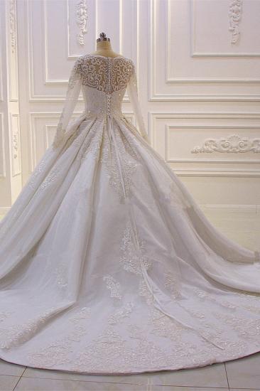 Luxury White Long Sleeves Appliques Beadings Wedding Dress_2