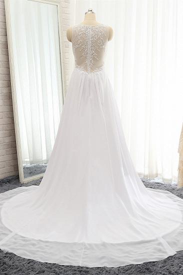 TsClothzone Modest Straps V-neck Sleeveless Wedding Dresses White Chiffon Bridal Gowns Online_3