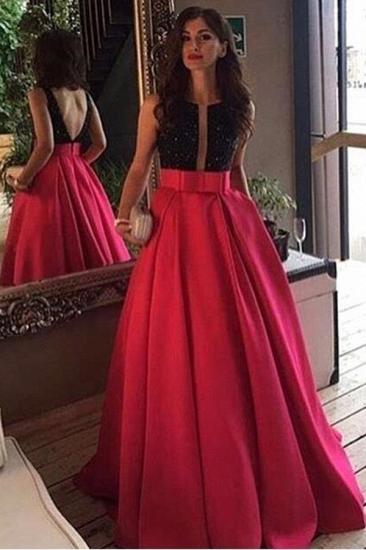 Elegant Scoop Neckline Sleeveless Black-red Prom Dress Evening Party Gowns 2022_1