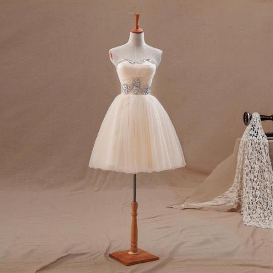 Strapless Cute Tulle Short Homecoming Dresses Crystal Beading 2022 Lovely Prom Dresses_2
