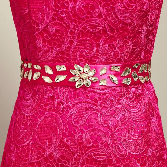 Rose Lace Floor Length Prom Gowns Elegant Zipper Crystal 2022 Evening Dresses_2
