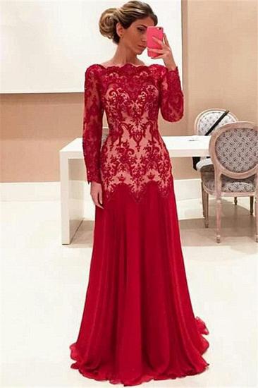 Long Sleeve Red Lace Evening Dresses 2022 Cheap High Quality Prom Gowns_1