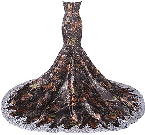 Camo And Lace Sweetheart Sleeveless Mermaid Bridal Gown Prom Dress_5