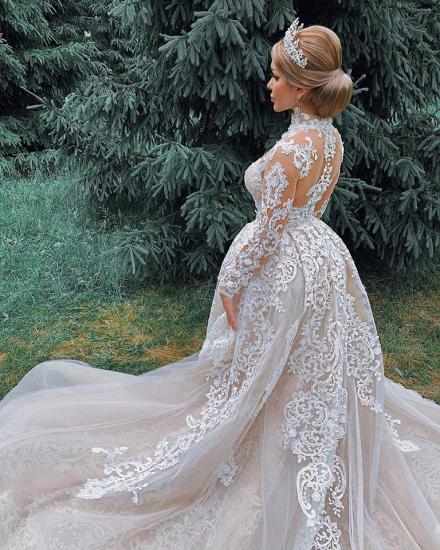 Luxury Sweetheart Lace Tulle Mermaid Spring Wedding Dress_5