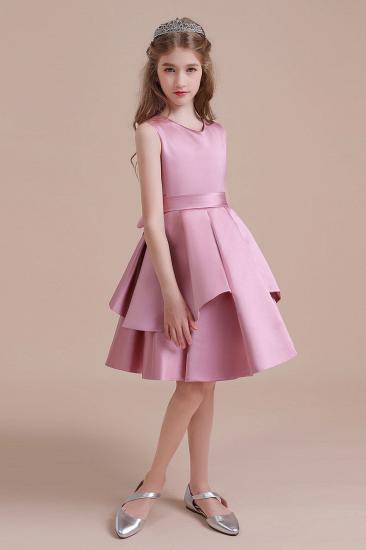 Pretty Knee Length Flower Girl Dress | Sleeveless Satin Little Girls Pegeant Dress Online_5