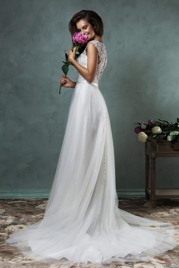 Vintage White Lace Applique Brautkleid Neueste Sweep Train 2022 Summer Beach Wedding Dress_3