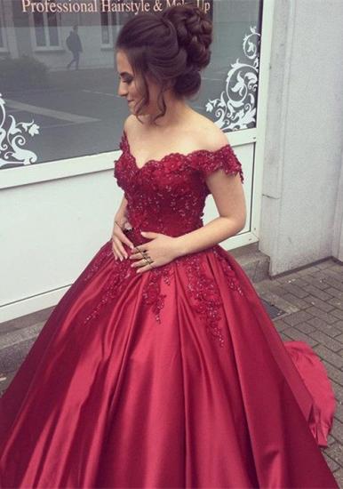 Delicate Off-the-shoulder Beading Ball Gown Prom Dress_1