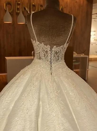 Spaghetti Straps Sparkly Lace Wedding Dresses Online | Sequins Sleeveless Dresses for Weddings_4