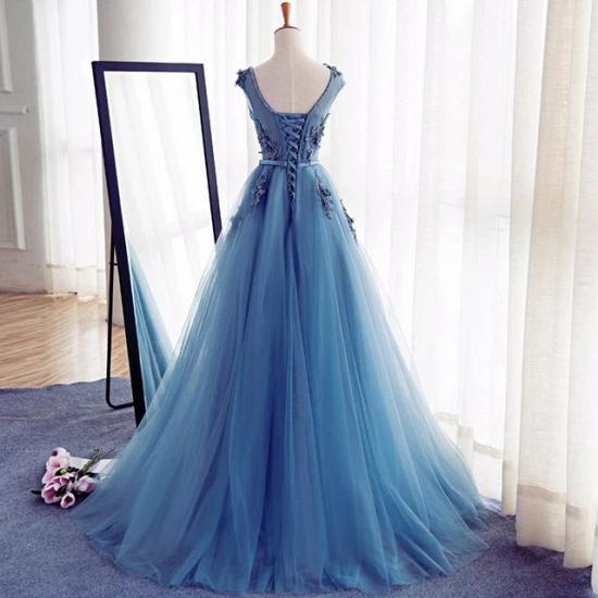 Elegant Illusion Sleeveless Lace Appliques A-line Lace-up Prom Dress_5