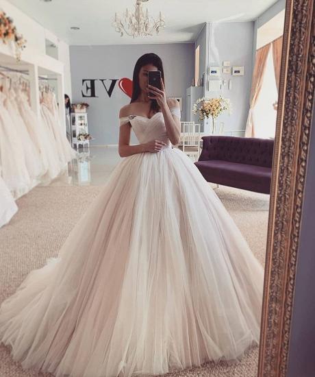 Off-the-Shoulder Tulle Ball Gown Wedding Dress| Puffy A-line Chic Bridal Dresses_2