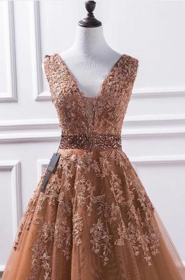 Sleeveless Orange Aline Tulle Wedding Dress Evening Gown_3