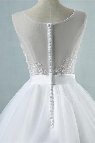 TsClothzone Chic Square Neckling Sleeveless Wedding Dresses White Tulle Lace Bridal Gowns On Sale_7