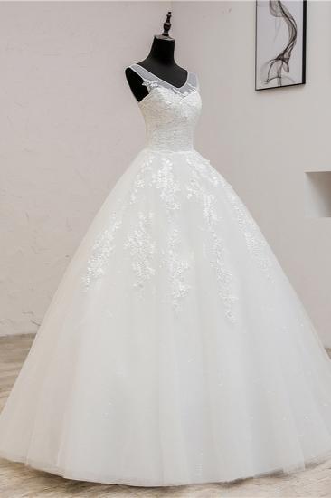 TsClothzone Glamorous Sweetheart Tulle Lace Wedding Dress Ball Gown Sleeveless Appliques Ball Gowns On Sale_4