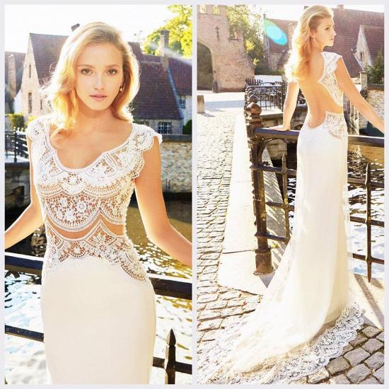 New Arrival Sexy Lace Bridal Gowns Open Back Sleeveless 2022 Summer Wedding Dresses_4