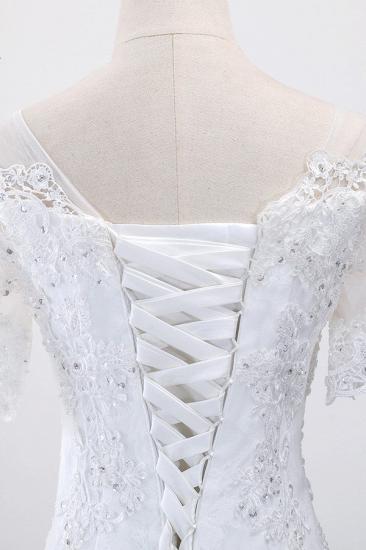 TsClothzone Glamorous Jewel Tulle Lace Wedding Dress Mermaid Short Sleeves Beading Bridal Gowns Online_7
