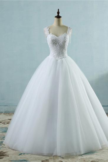 TsClothzone Glamorous Straps Sweetheart White Wedding Dress Sleeveless Appliques Beadings Bridal Gowns_2
