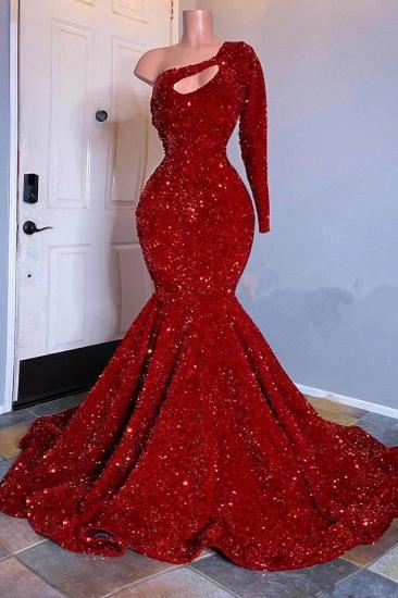Sequined One-Shoulder Mermaid Prom Dress_2
